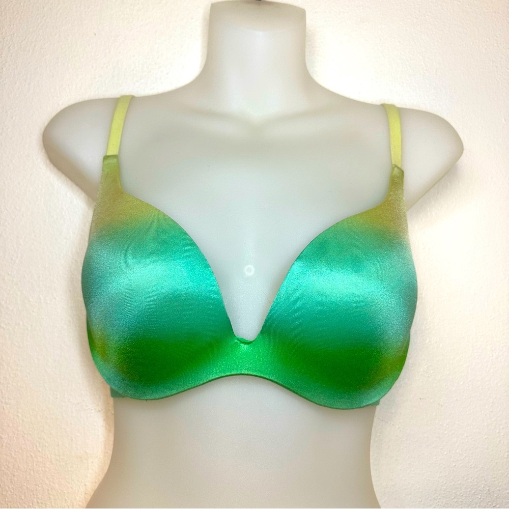 Victoria’s Secret Ombré bra green turquoise blue shimmer push up bra 36b